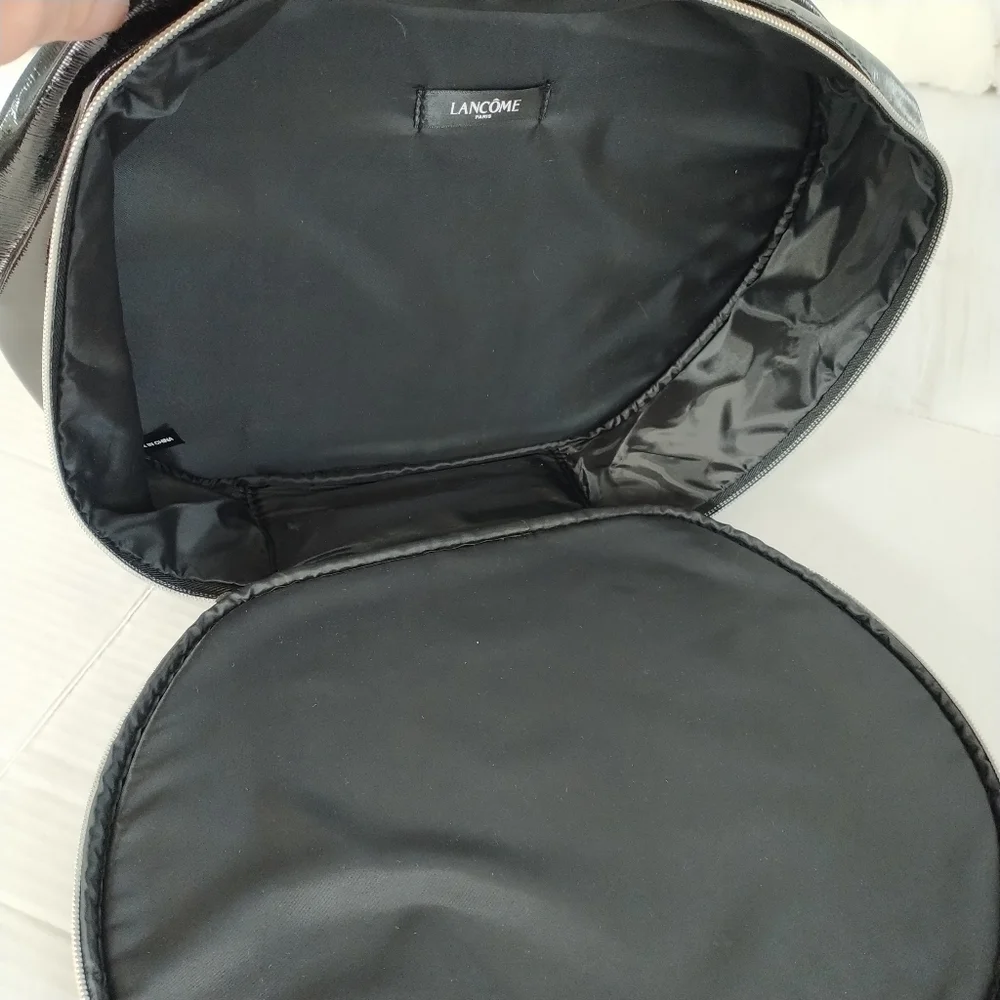 Lancome Faux Black Leather Train Make-up Travel Case